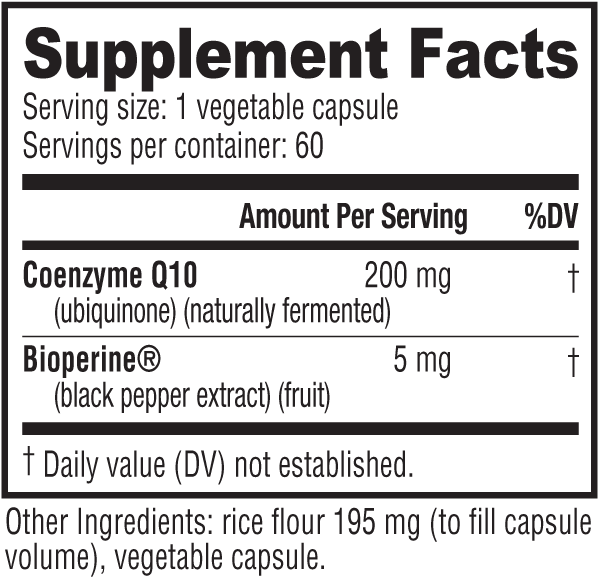 COQ10 (100mg) WITH BIOPERINE