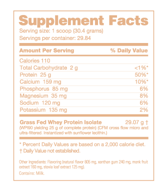 Grass Fed Whey Protein Isolate 2lb